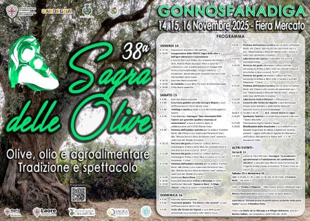 Gonnosfanadiga, 38^ sagra delle olive, olio e agroalimentare. 14,15 e 16 novembre 2025